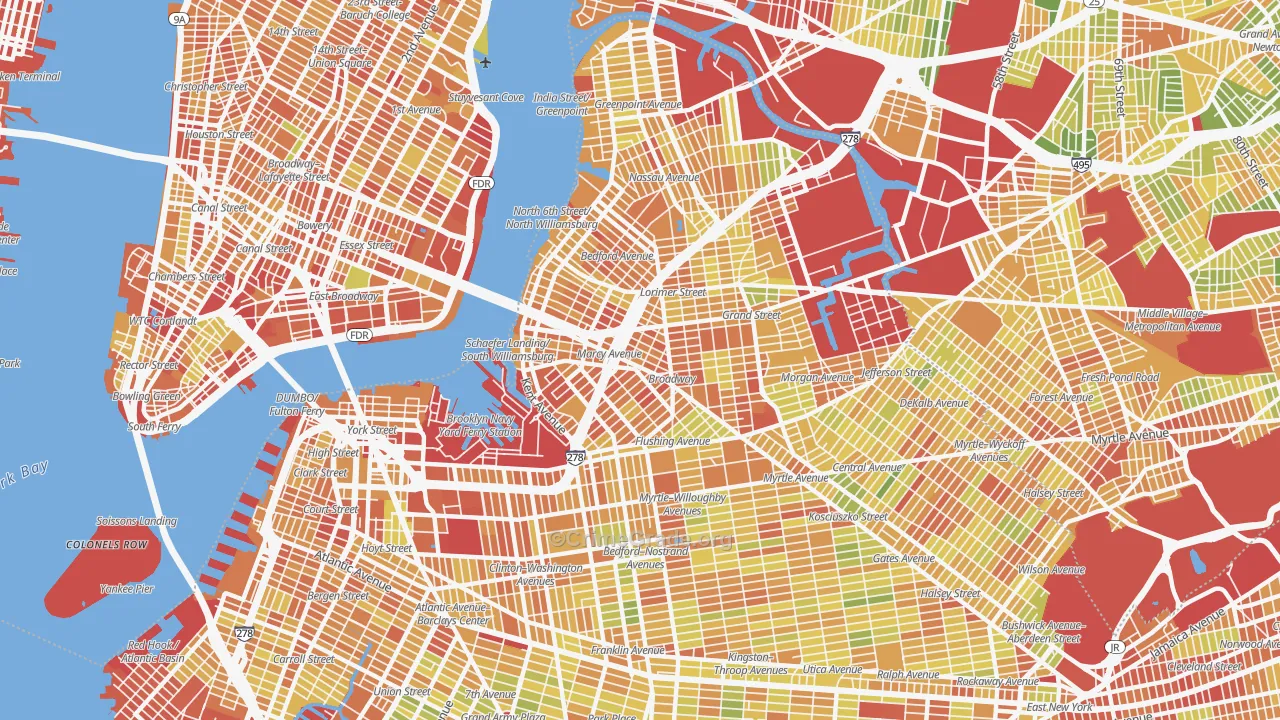 Williamsburg, Brooklyn, NY Map of Drug-Related Crime Rates