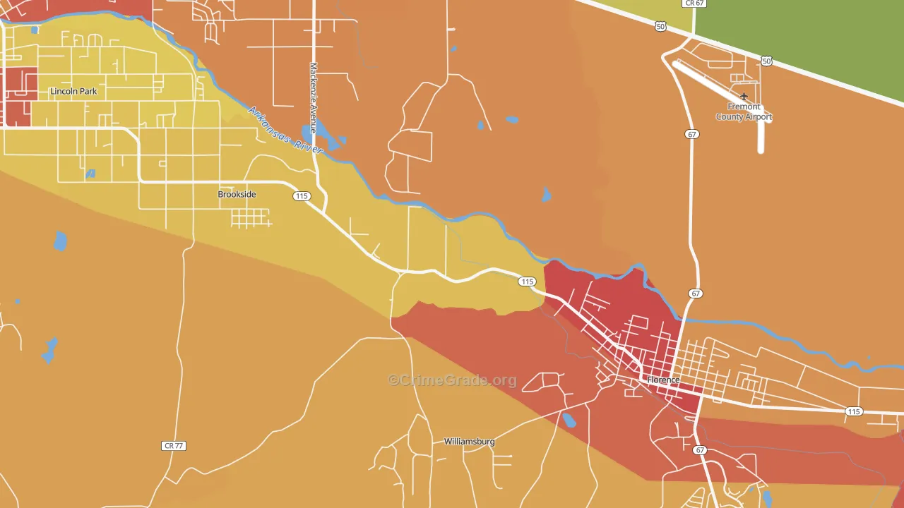 Williamsburg, CO Map of Drug-Related Crime Rates