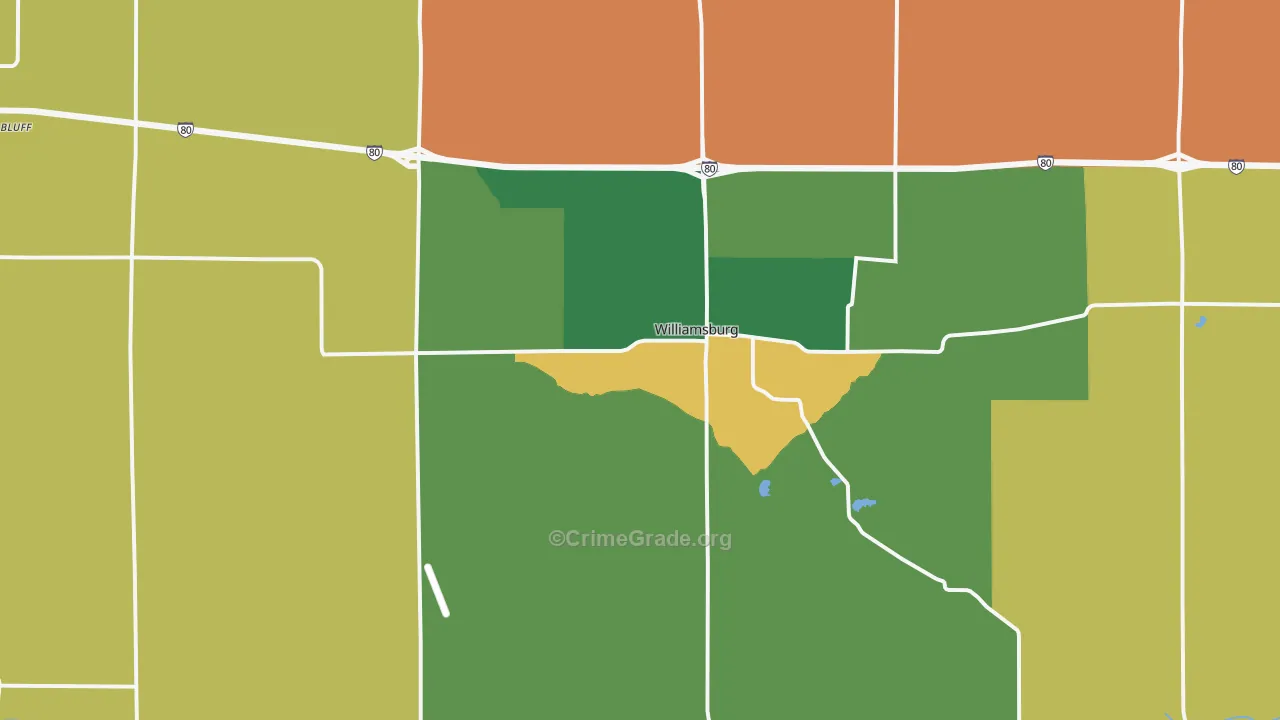 Williamsburg, IA Map of Drug-Related Crime Rates