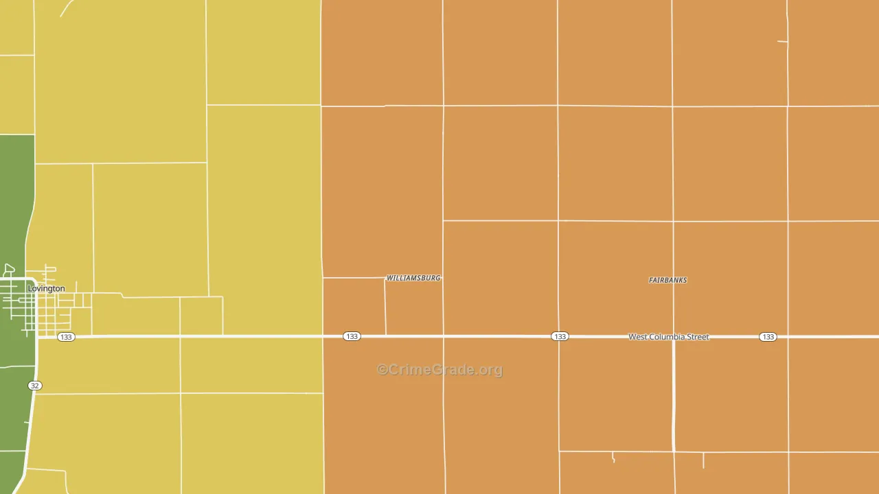Williamsburg, IL Map of Drug-Related Crime Rates