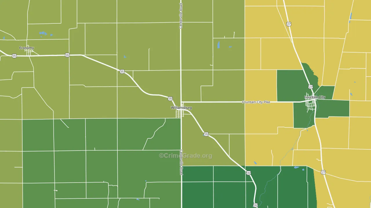 Williamsburg, IN Map of Drug-Related Crime Rates
