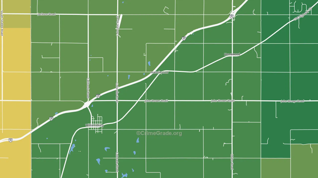 Williamsburg, KS Map of Drug-Related Crime Rates