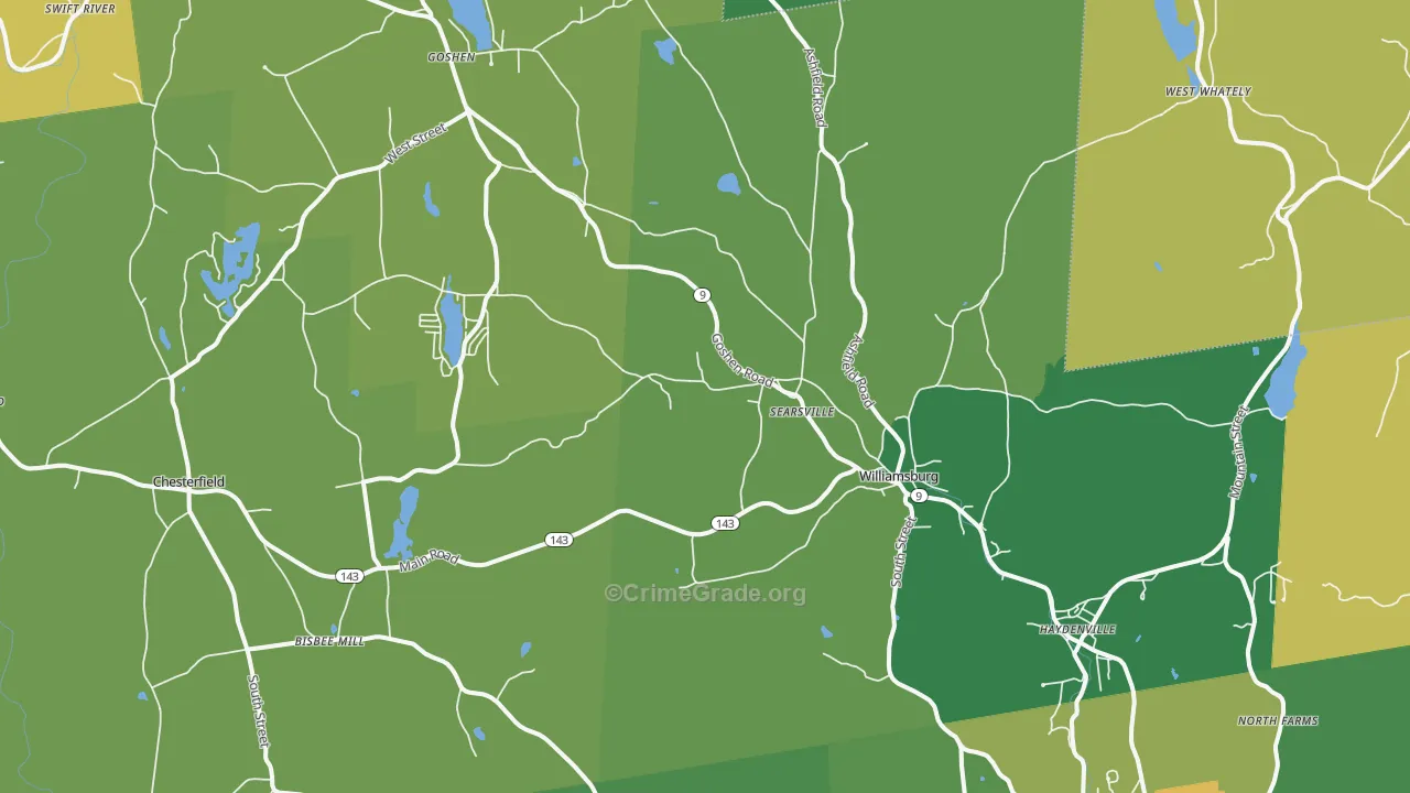 Williamsburg, MA Map of Drug-Related Crime Rates