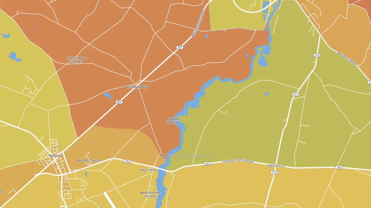Williamsburg, MD Map of Drug-Related Crime Rates