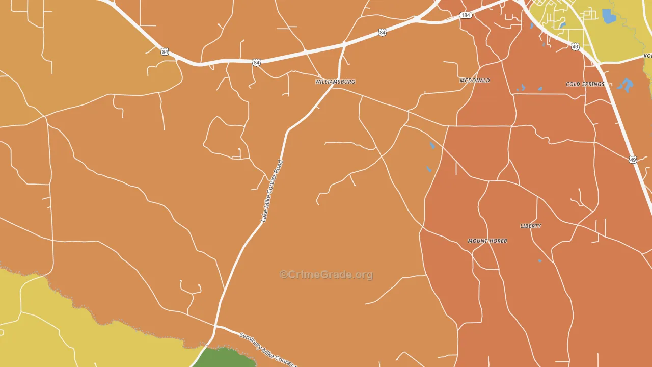 Williamsburg, MS Map of Drug-Related Crime Rates