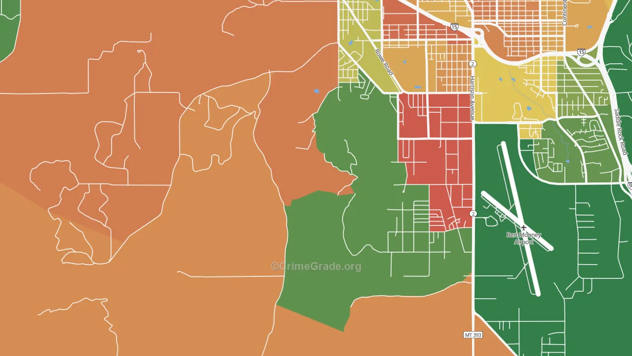 Williamsburg, MT Map of Drug-Related Crime Rates