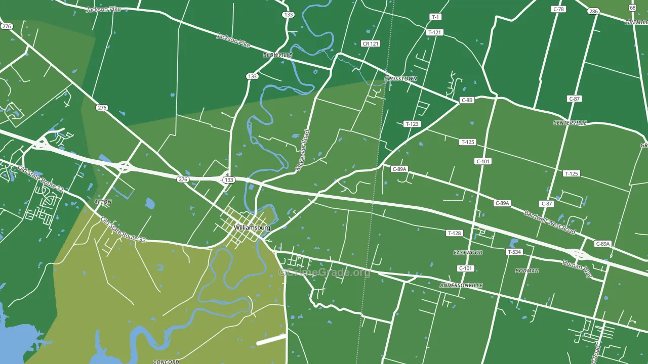 Williamsburg, OH Map of Drug-Related Crime Rates