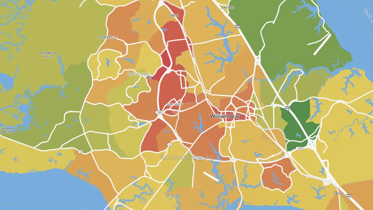 Williamsburg, VA Map of Drug-Related Crime Rates