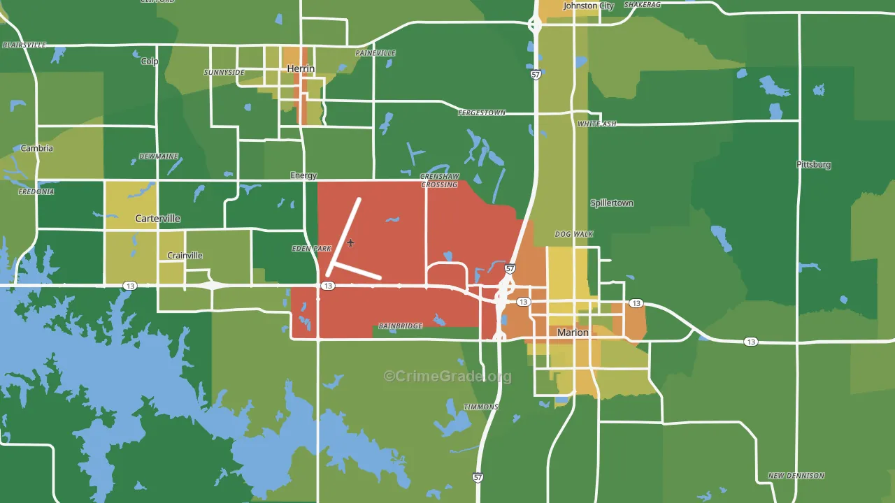 Williamson County, IL Map of Drug-Related Crime Rates