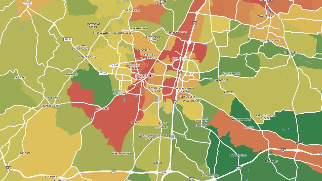 Williamson County, TN Map of Drug-Related Crime Rates