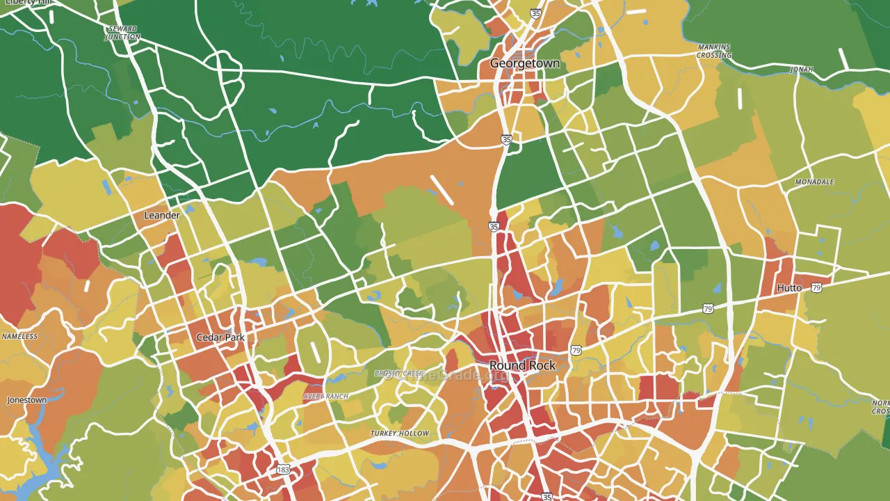 Williamson County, TX Map of Drug-Related Crime Rates