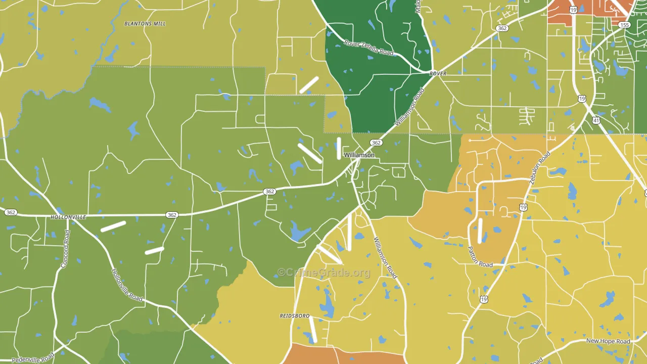 Williamson, GA Map of Drug-Related Crime Rates