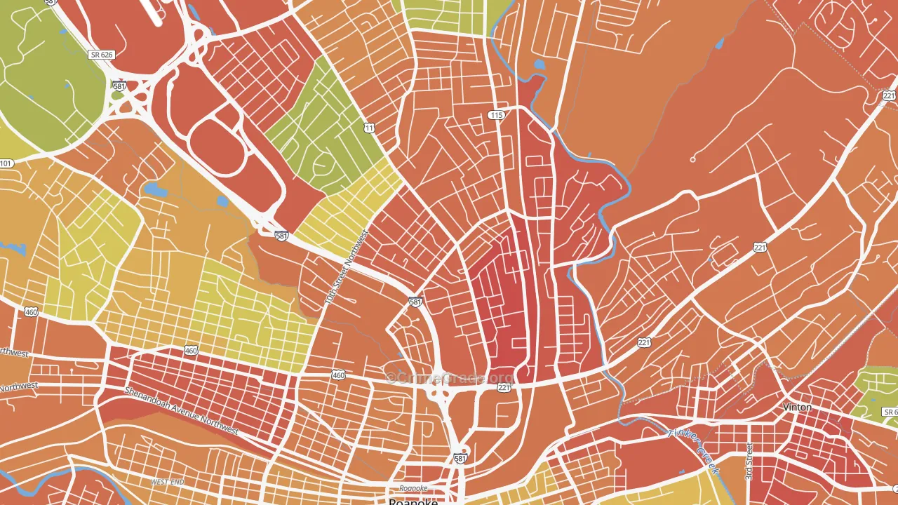 Williamson Road, Roanoke, VA Map of Drug-Related Crime Rates