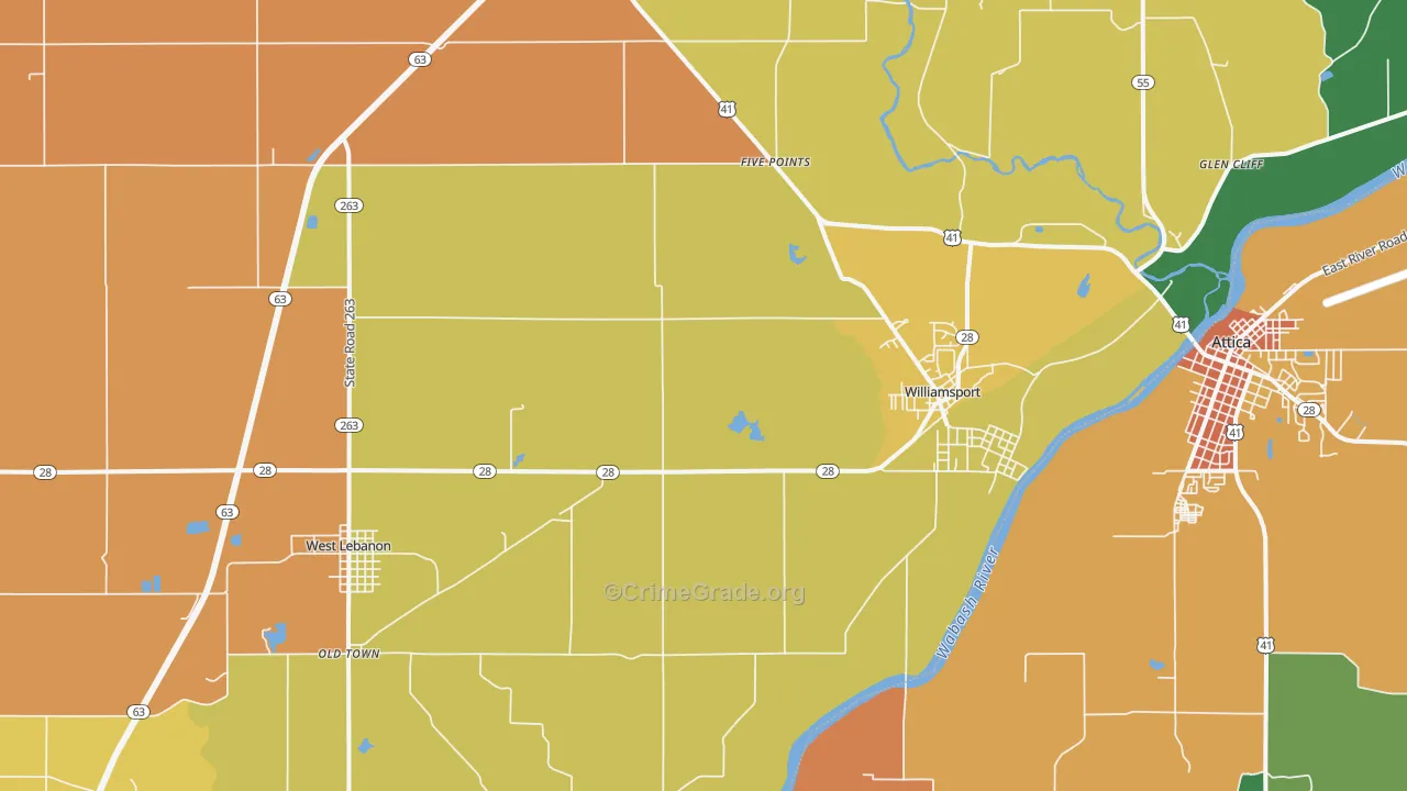 Williamsport, IN Map of Drug-Related Crime Rates