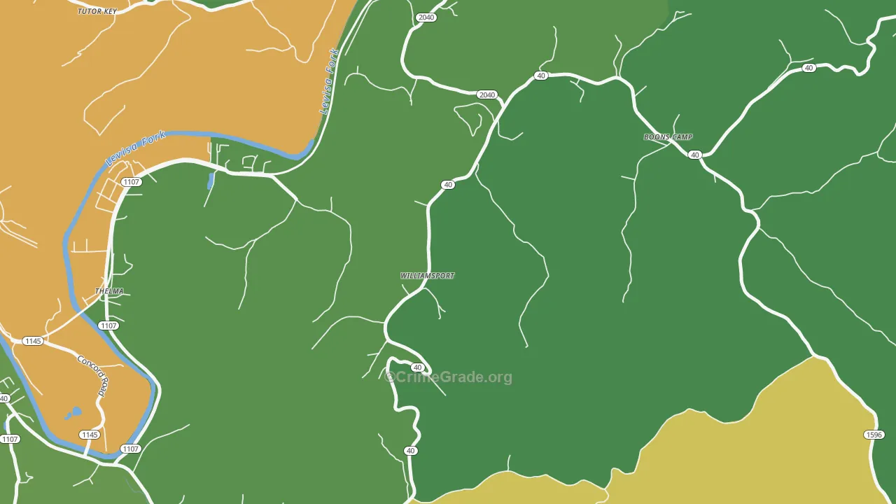 Williamsport, KY Map of Drug-Related Crime Rates