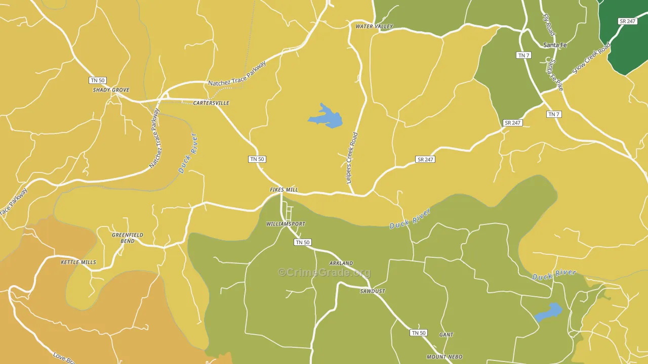 Williamsport, TN Map of Drug-Related Crime Rates