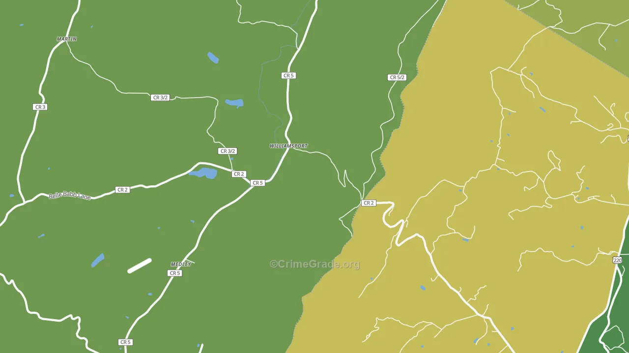 Williamsport, WV Map of Drug-Related Crime Rates