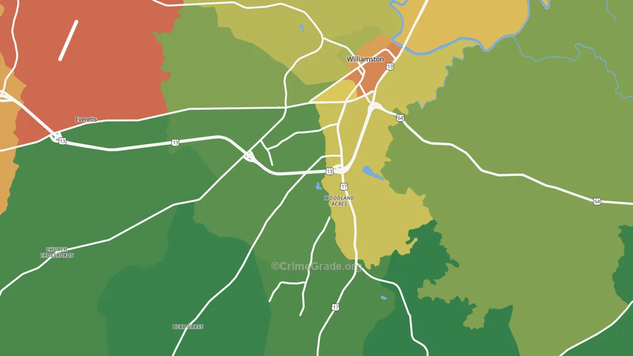 Williamston, NC Map of Drug-Related Crime Rates