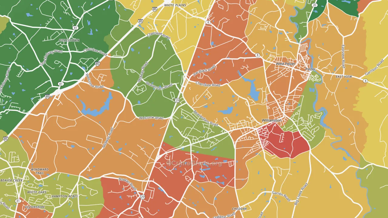 Williamston, SC Map of Drug-Related Crime Rates