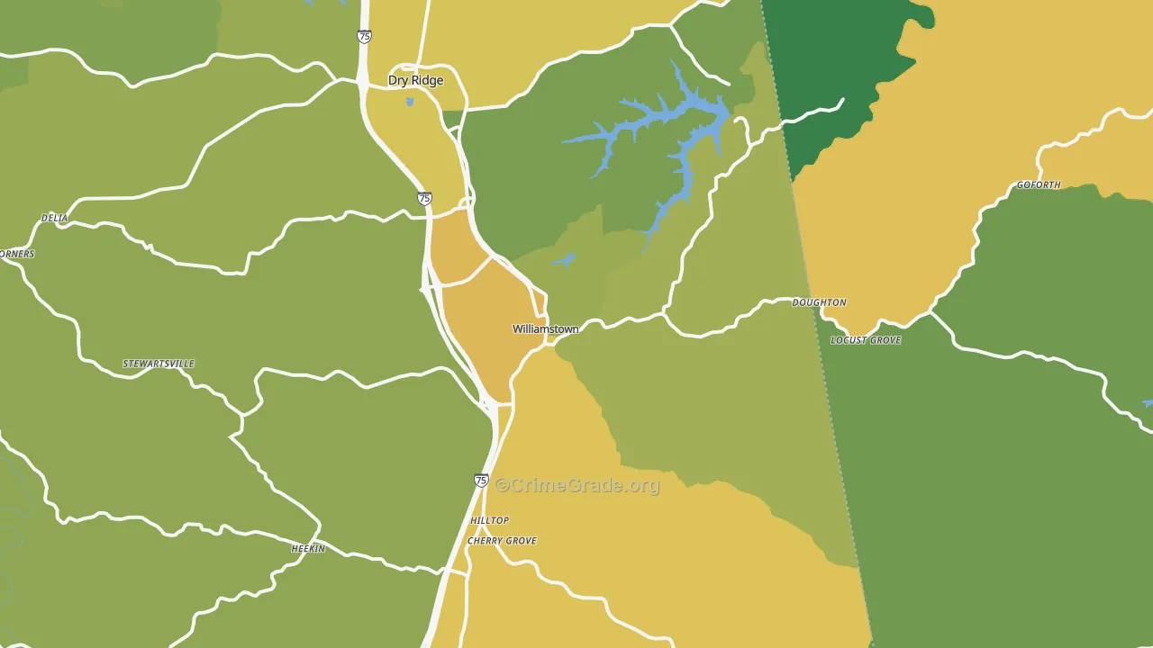 Williamstown, KY Map of Drug-Related Crime Rates