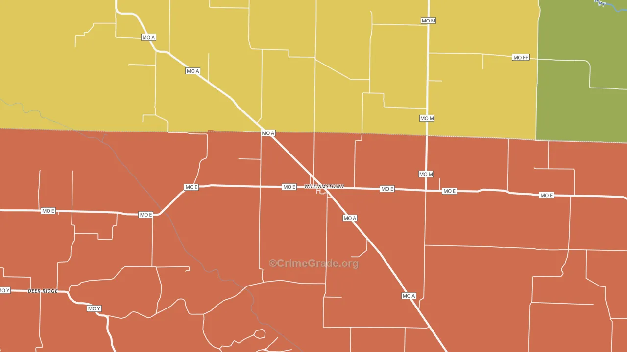 Williamstown, MO Map of Drug-Related Crime Rates