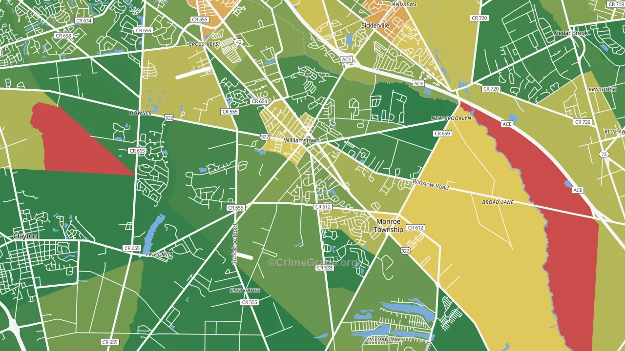 Williamstown, NJ Map of Drug-Related Crime Rates