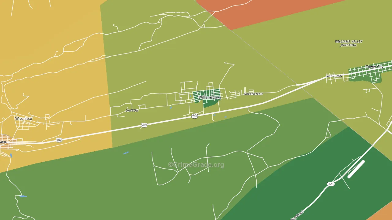 Williamstown, PA Map of Drug-Related Crime Rates