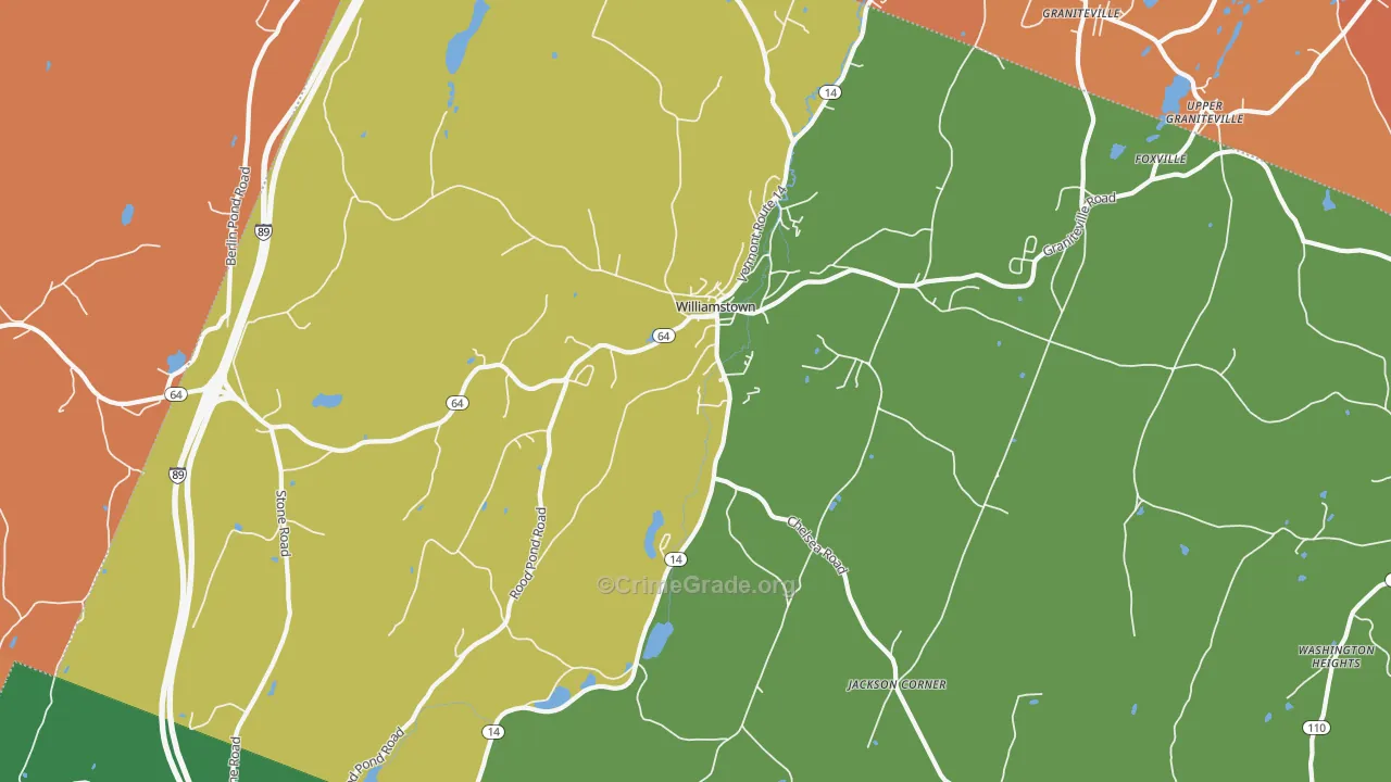 Williamstown, VT Map of Drug-Related Crime Rates