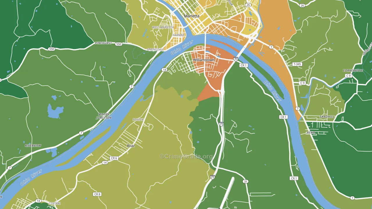 Williamstown, WV Map of Drug-Related Crime Rates