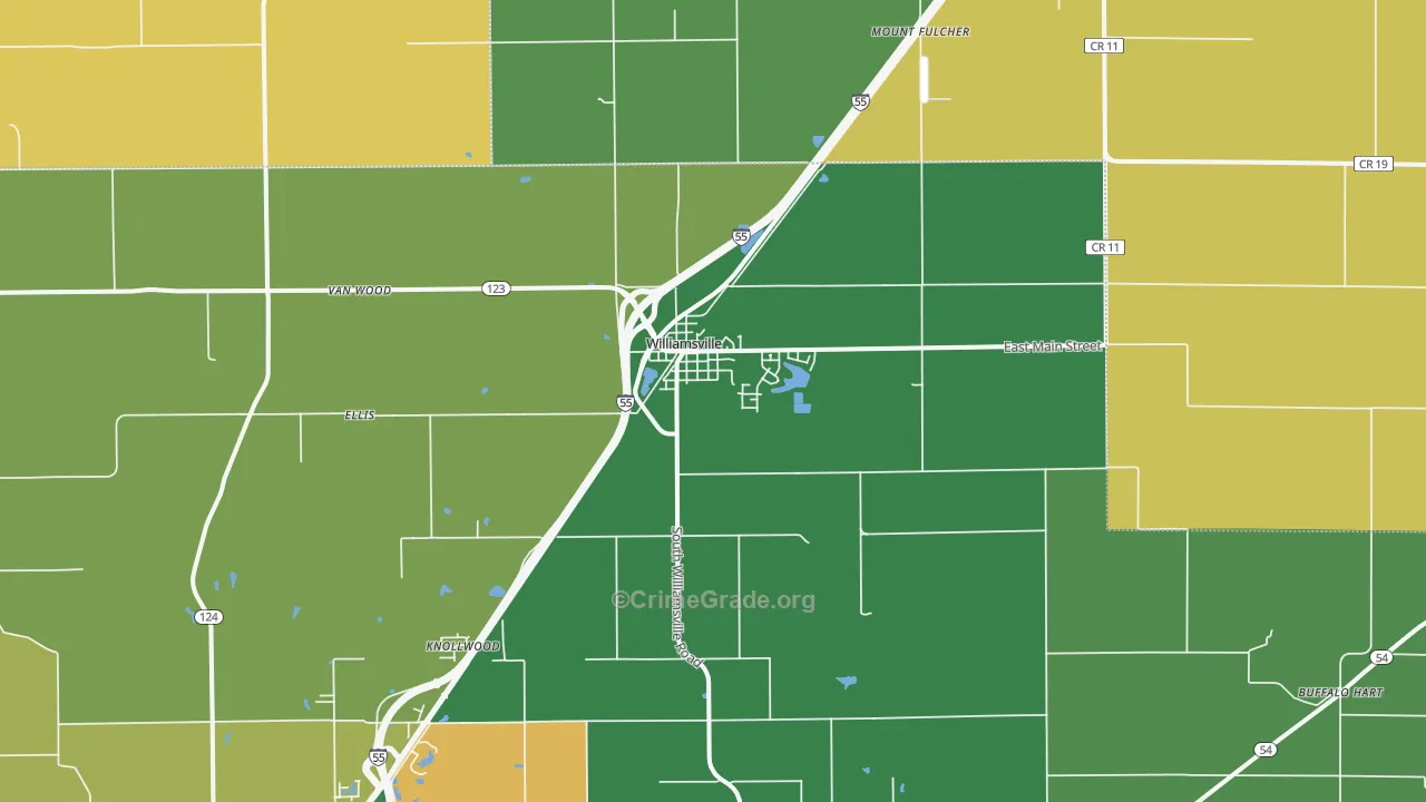Williamsville, IL Map of Drug-Related Crime Rates