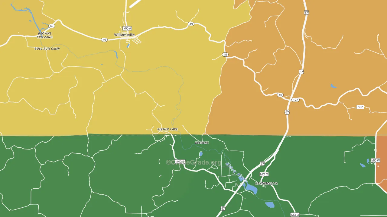 Williamsville, MO Map of Drug-Related Crime Rates