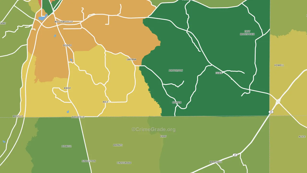 Williamsville, MS Map of Drug-Related Crime Rates