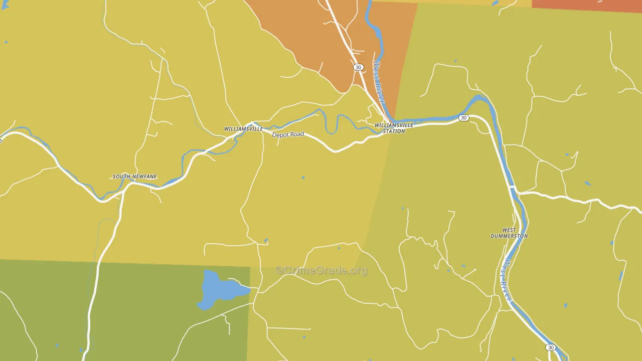 Williamsville, VT Map of Drug-Related Crime Rates