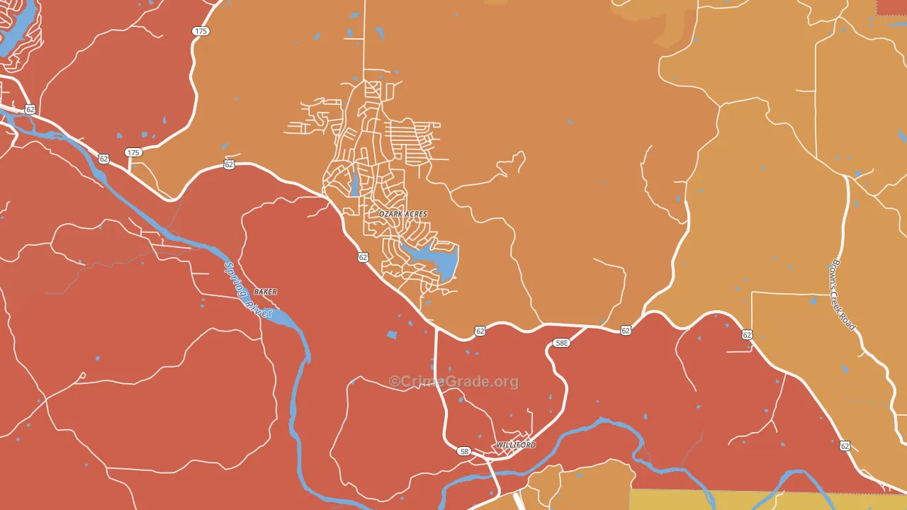 Williford, AR Map of Drug-Related Crime Rates