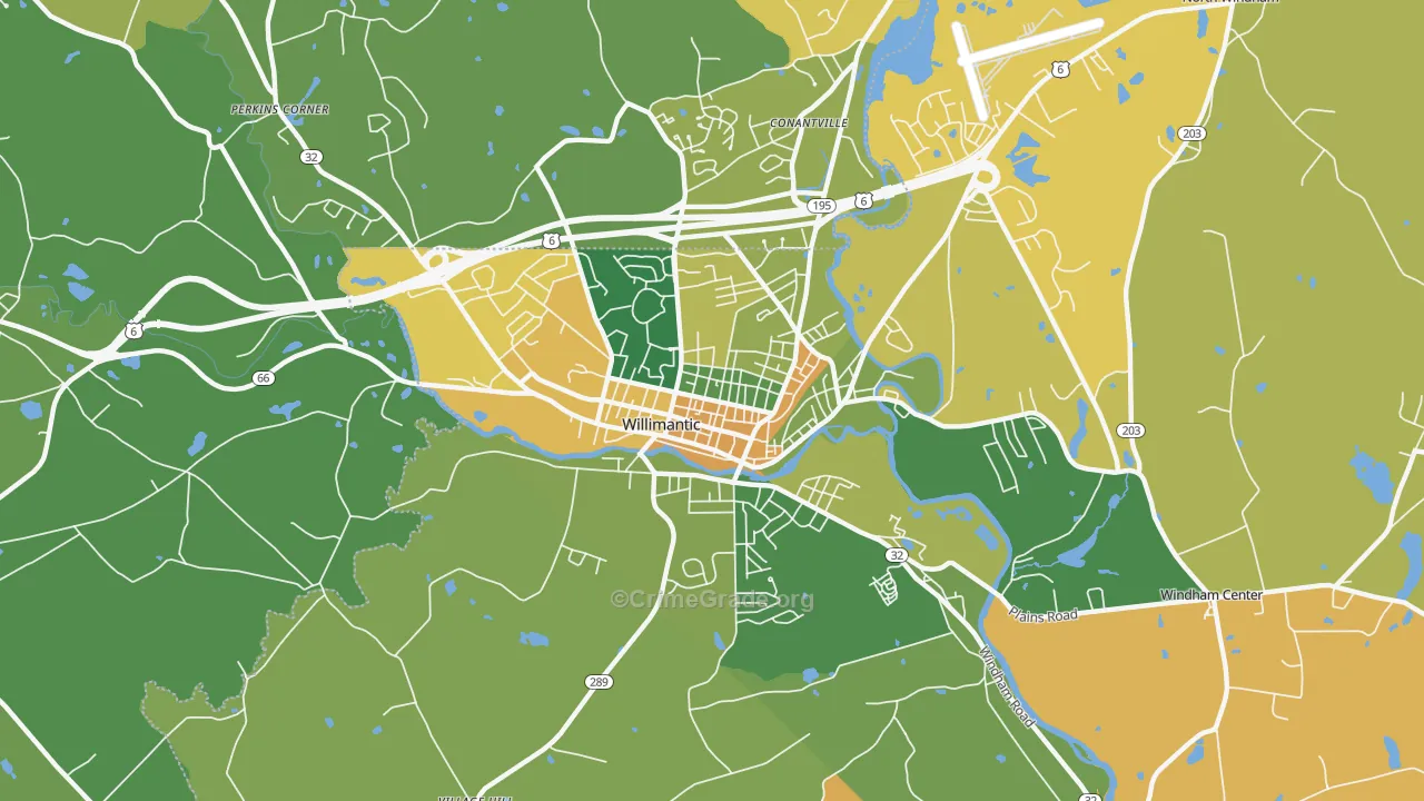 Willimantic, CT Map of Drug-Related Crime Rates