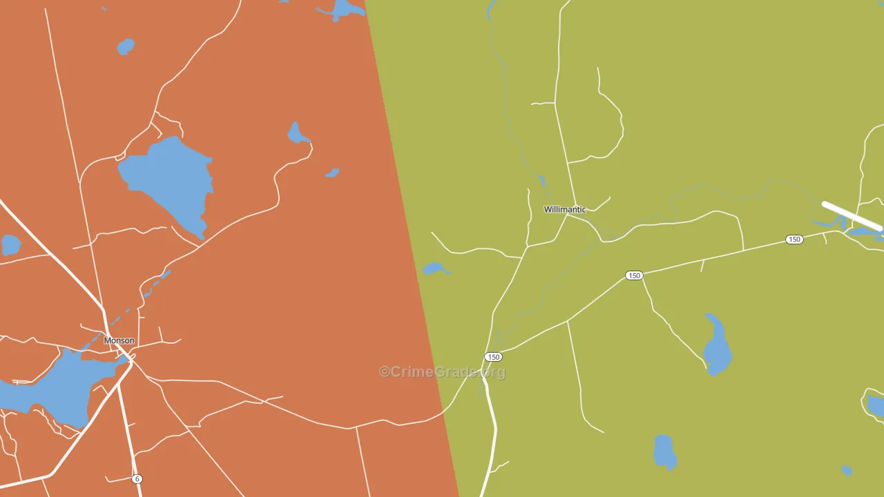 Willimantic, ME Map of Drug-Related Crime Rates
