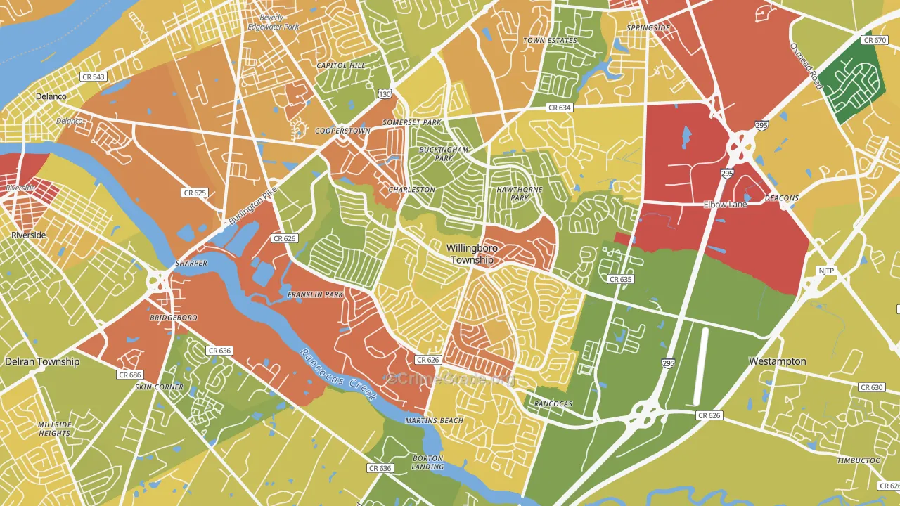 Willingboro, NJ Map of Drug-Related Crime Rates