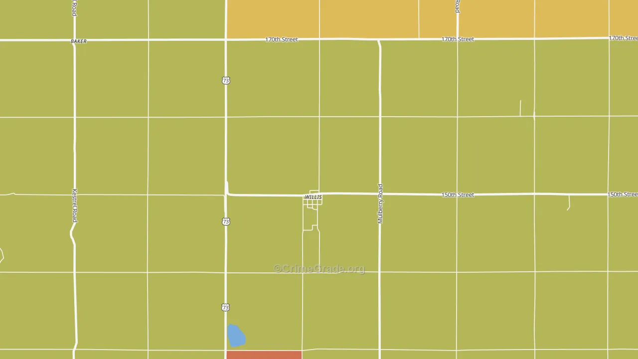 Willis, KS Map of Drug-Related Crime Rates