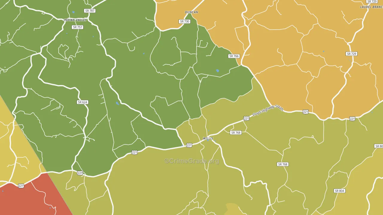 Willis, VA Map of Drug-Related Crime Rates