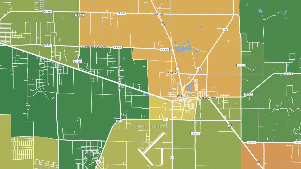 Williston, FL Map of Drug-Related Crime Rates