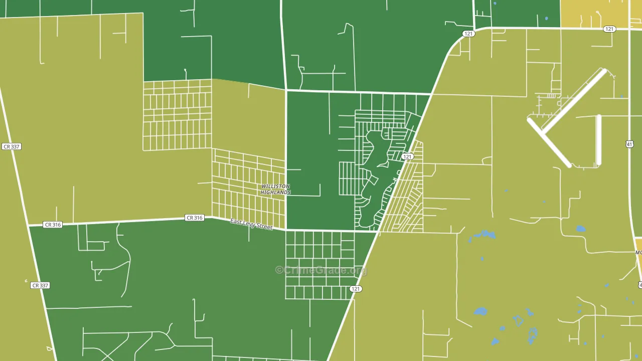 Williston Highlands, FL Map of Drug-Related Crime Rates