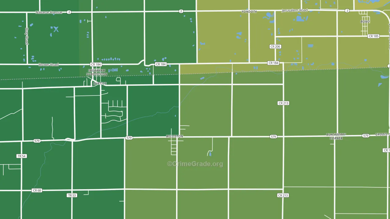 Williston, OH Map of Drug-Related Crime Rates