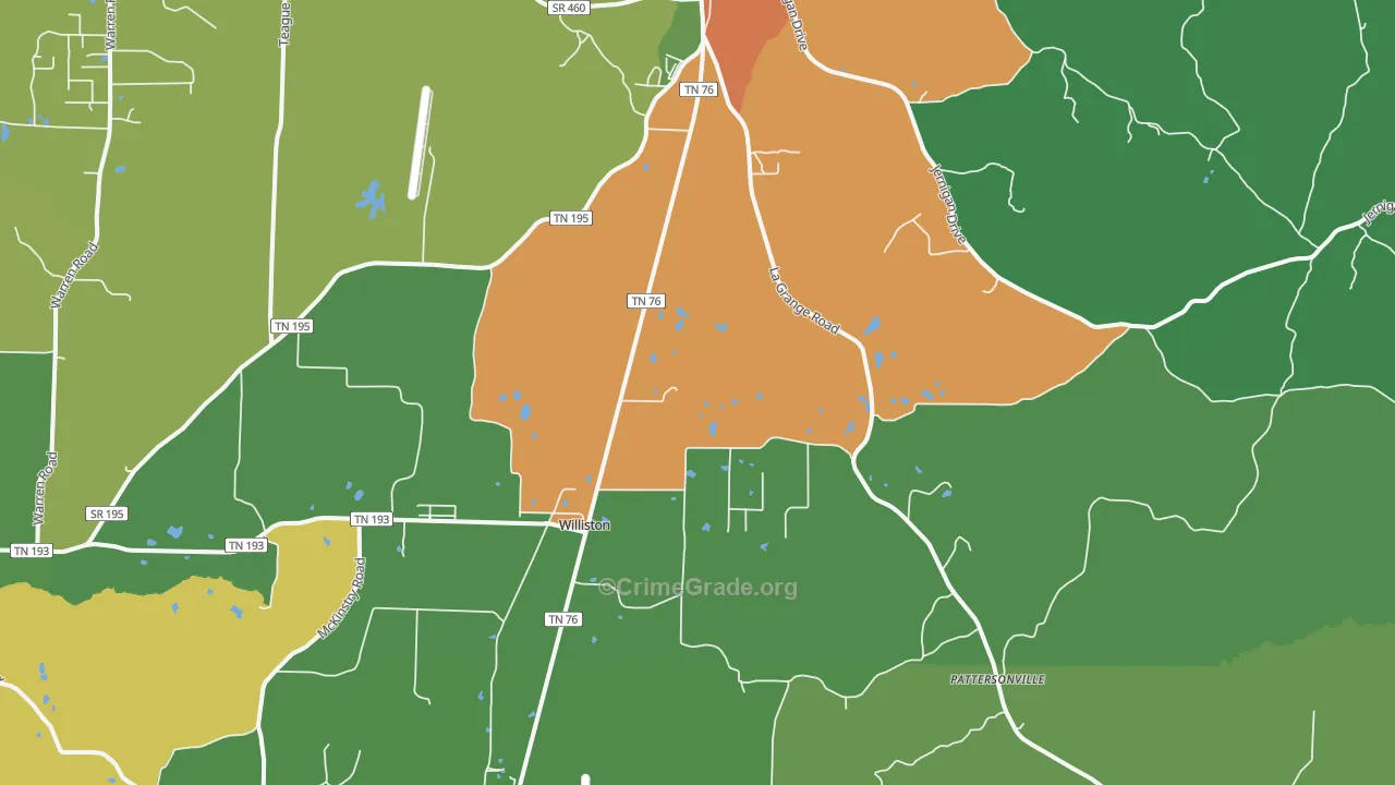 Williston, TN Map of Drug-Related Crime Rates