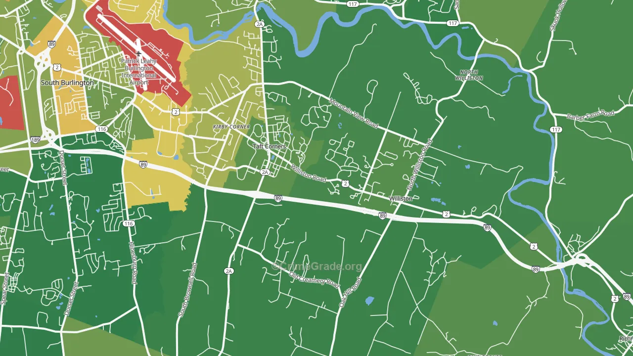 Williston, VT Map of Drug-Related Crime Rates