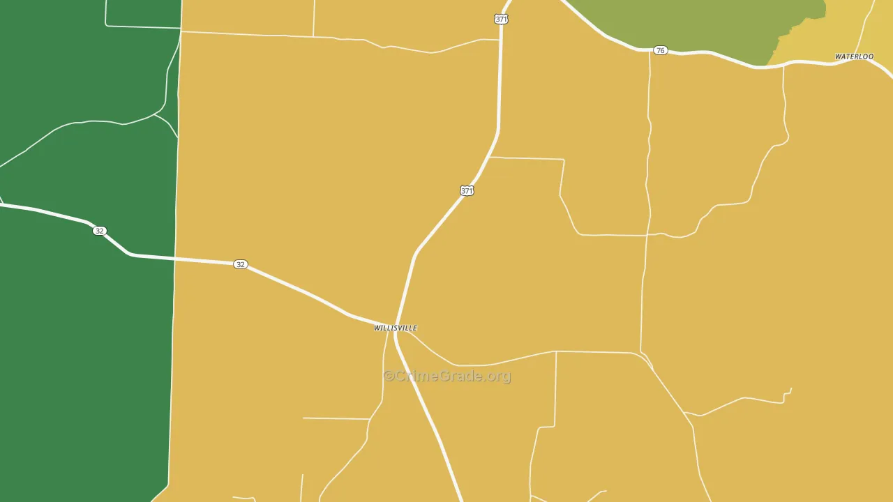 Willisville, AR Map of Drug-Related Crime Rates