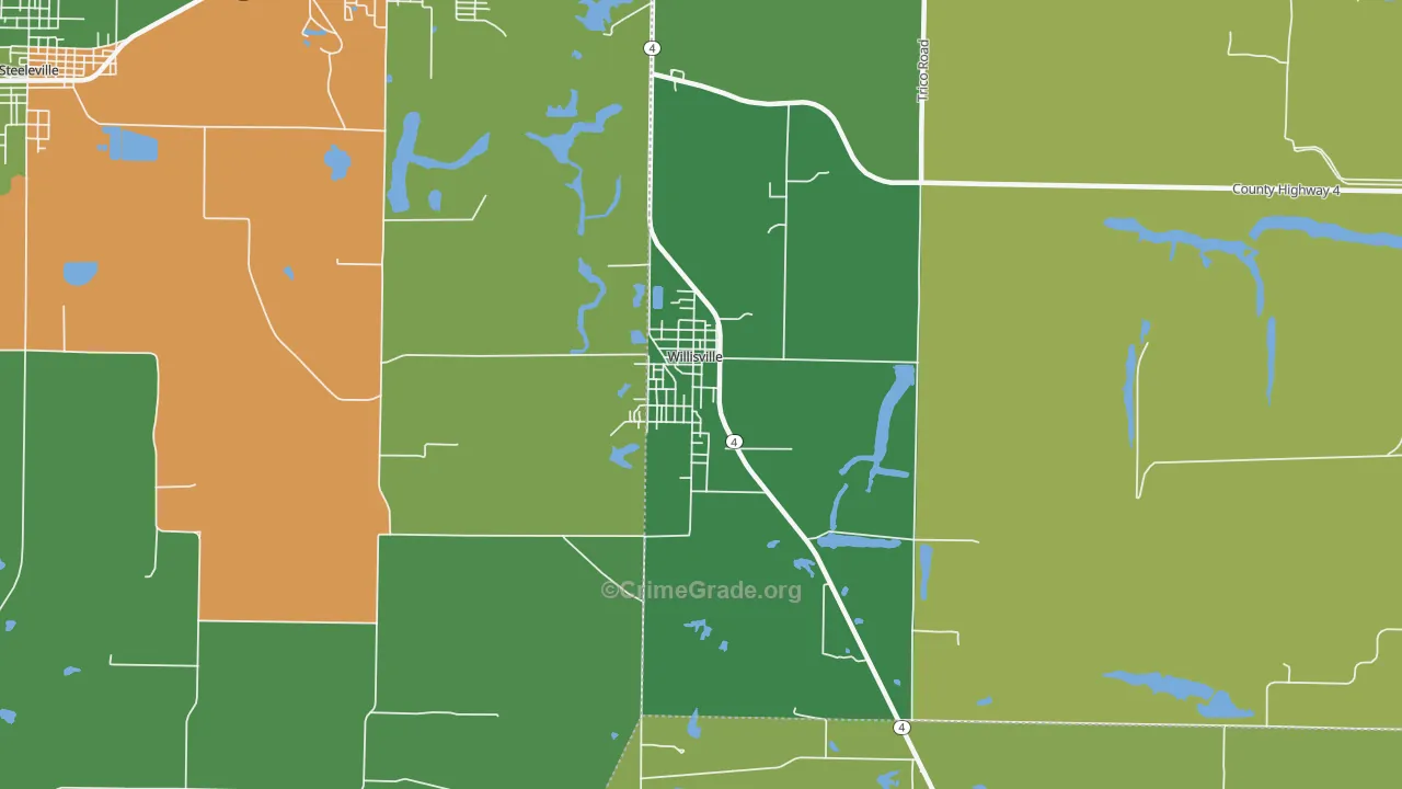 Willisville, IL Map of Drug-Related Crime Rates