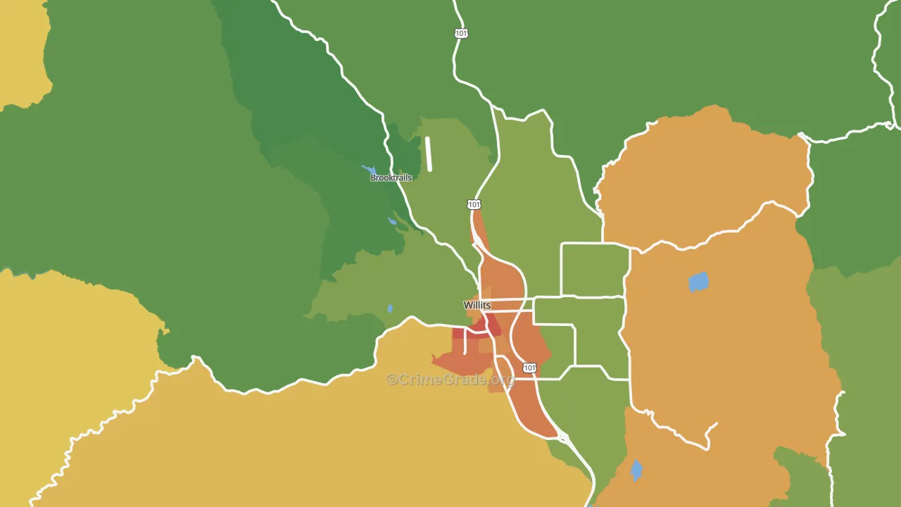 Willits, CA Map of Drug-Related Crime Rates