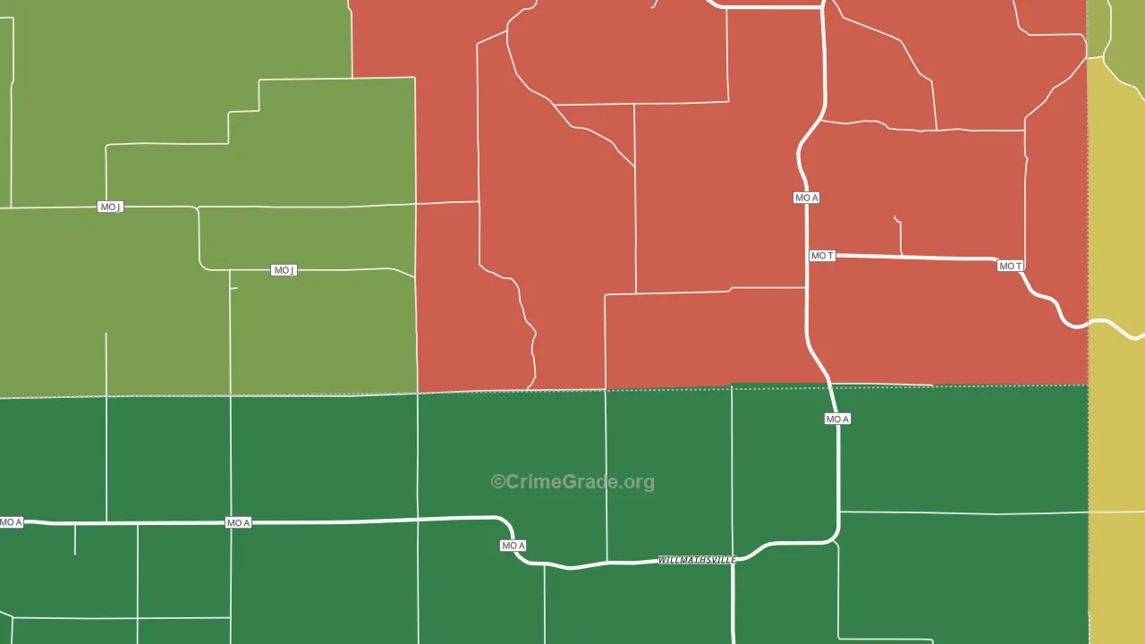 Willmathsville, MO Map of Drug-Related Crime Rates
