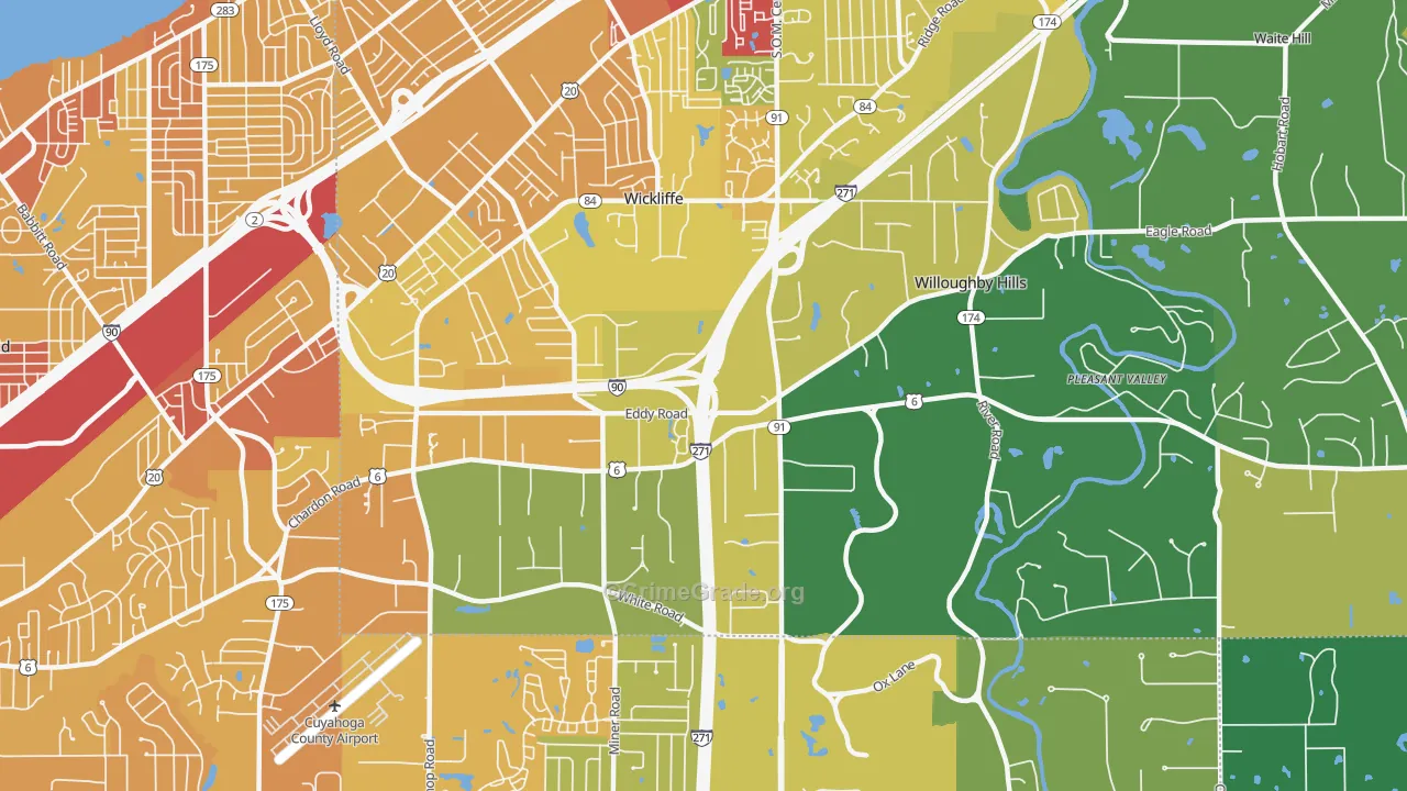 Willoughby Hills, OH Map of Drug-Related Crime Rates