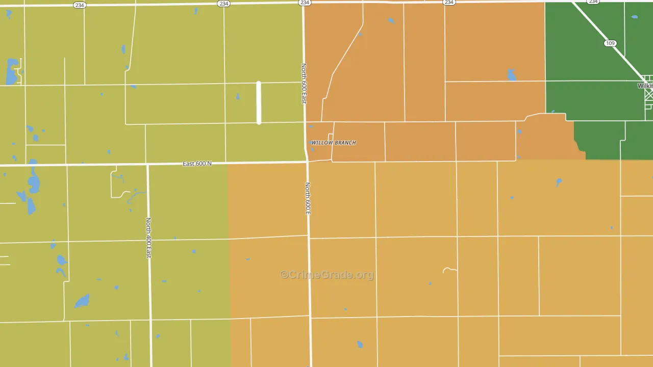 Willow Branch, IN Map of Drug-Related Crime Rates